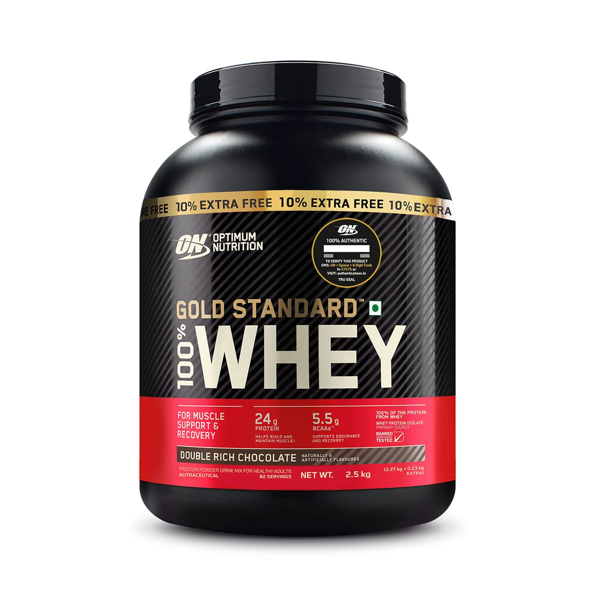 Optimum Nutrition (ON) Gold Standard 100% Whey 5 Lbs ( + 10 % Extra)	